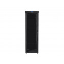 Standing rack cabinet 19 inches 47U 800x1200mm, glass LCD doors (FLAT PACK) black
