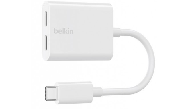 Adapter Dual USB-C Audio + Charge rockstar white