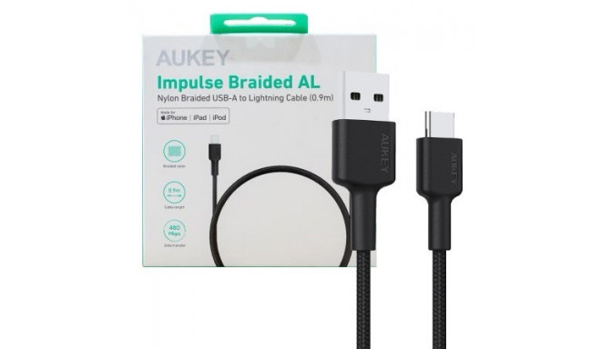 AUKEY CB-CD30 Nylon cab le USB C - USB A 0.9m 3