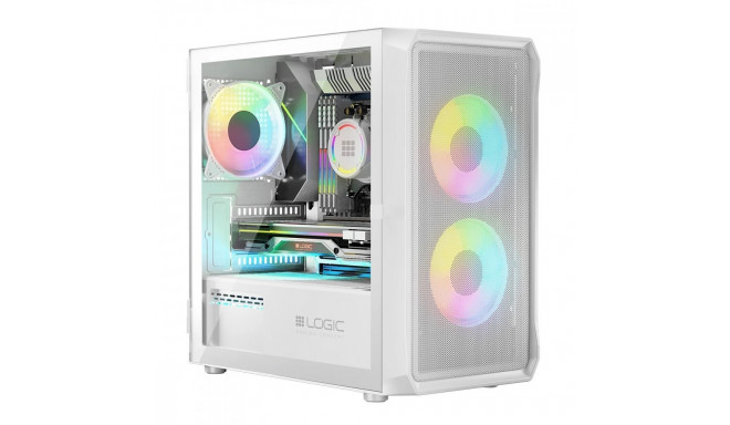 The Logic Concept PORTOS ARGB Mini White is a compact Micro-ATX computer case desig