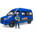 Mercedes Benz Sprinter minibus blue car with driver