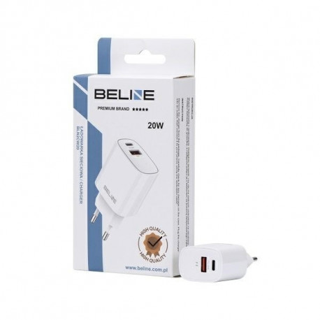 Product Title: 20W Dual Port Wall Charger (USB-C + USB-A) – White