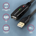 AXAGON ADR-215 USB 2.0 A-M -> A-F act 15m cabl