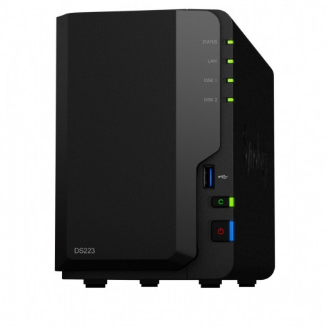 Synology DiskStation DS223 2-Bay NAS Server (Diskless), 2GB DDR4, 1x GbE LAN, 3x USB 3.2 Gen