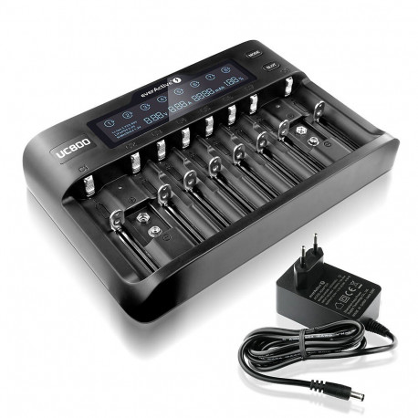 The UC-800 is a multi-slot, universal intelligent battery charger commonly used for