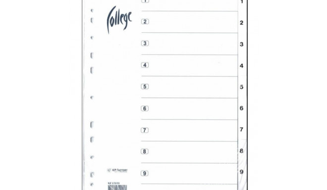 Register interleaved A4 1-10 valge plast