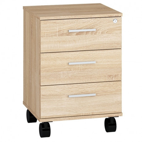 Chest of drawers on wheels OPTIMA 415x500x638mm 4-drawer oak
