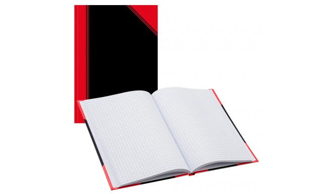 Kaustik raamatköites A5 ruuduline BANTEX Notes must/punane 96 lehte