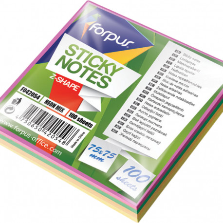 Note paper 75x75mm FORPUS Z-notes colored