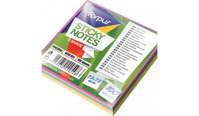 Note paper 75x75mm FORPUS Z-notes colored