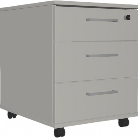 Drawer box on wheels OPTIMA 415x500x510mm with 3 drawers light gray