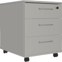 Drawer box on wheels Optima 415x638x500mm with 3 drawers light grey