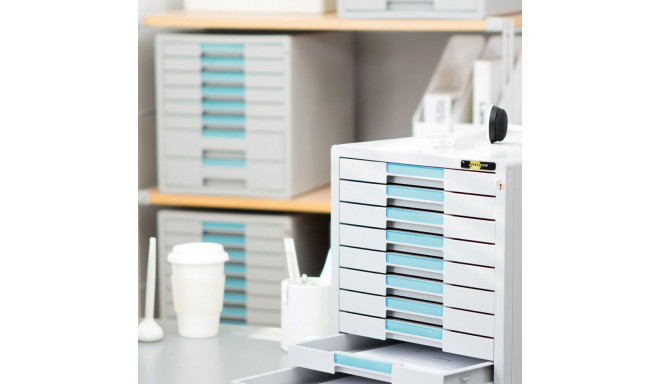 Document cabinet Yellow One YL-SP10GY plastic - 10 trays with lock - grey+blue