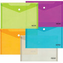 Envelope plastic A5 with button 0.16mm assorted PP