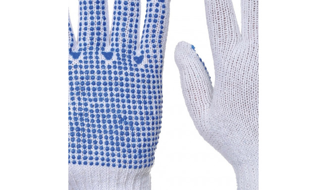 Cotton work gloves PORTWEST A111WBR XL white with blue beads