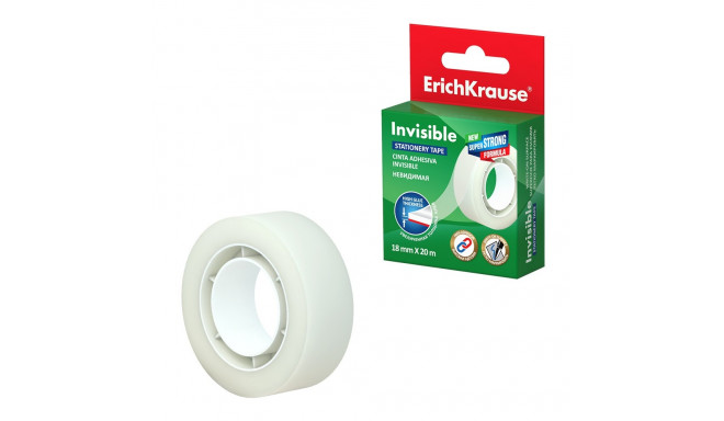 Stationery tape ErichKrause Invisible, transparent with matte surface, 18mmx20m (box 1 pcs)