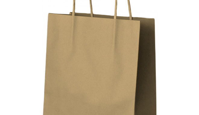 Бумажный мешок из крафт-бумаги 220х100х300мм с ручками для товаров до 5кг.