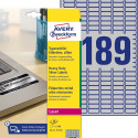 Kleebisetikett hõbedasest polüesterkilest AVERY Zweckform 25,4x10mm 189 lehel 20 lehte pakis (L6008-