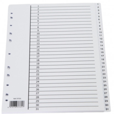 Register interleaved A4 1-31 valge plast