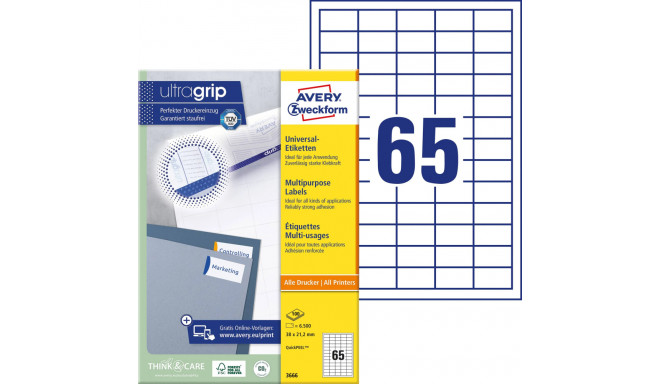 Sticker label AVERY Zweckform 38x21,2mm 100 sheets (3666)