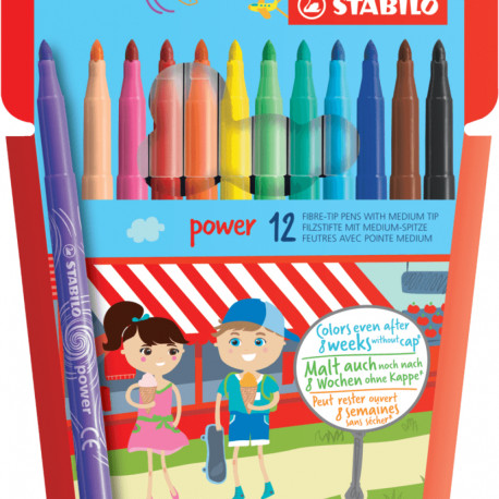 Viltpliiatsid Stabilo Power, M-tip, 12 värvi pakis