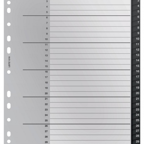 Registrilehed 1-31 plast A4 Maxi 255x323mm, Leitz Recycle must