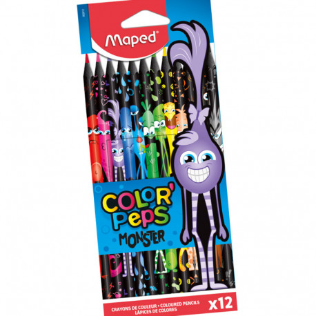 Värvipliiats puiduvaba ColorPeps Monster 12 värvi, Maped