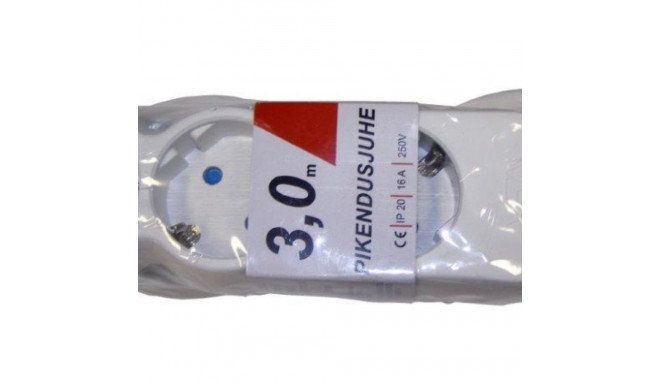 Pikendusjuhe 5 meetrit 3 pesa, VALGE, 3G1,5mm, 16A, maandusega, Acuma