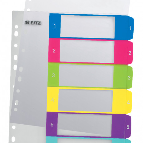 Registrilehed 1-6 värviline plast Leitz A4 Maxi 245x305mm, WOW Colour