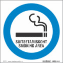 Ohutus - silt - Suitsetamiskoht /Smoking area, Kleebis 15x15cm sinine