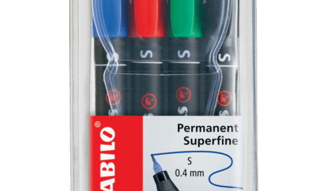 Kilemarker permanent Stabilo OHPen, 4-ne komplekt, S 0,4mm