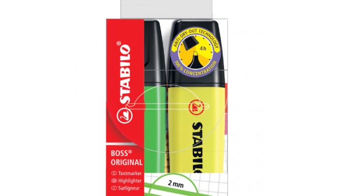 Helestusmarker Stabilo BOSS ORIGINAL 2+5 mm, 2 värvi/kmpl, assortii
