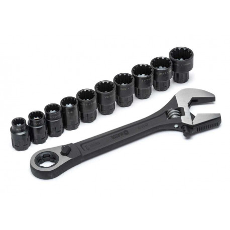 SATA ADJUSTABLE WRENCH 8" WITH RATCHET + 10 METER/INCH SOCKET
