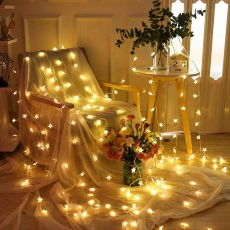 RoGer LED Lights String of Stars 100 LED / Warm-White / 10m