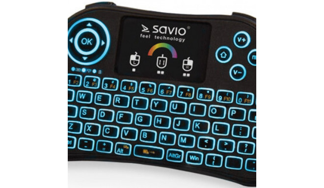 Savio KW-03 Wireless Mini Keyboard For  PC / PS4 / XBOX / Smart TV / Android + TouchPad Black (With 