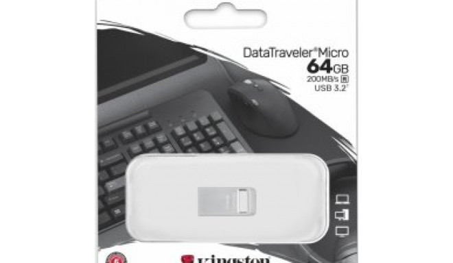 Kingston DTMC3G2/64GB DataTraveler Micro 64GB Flash Memory