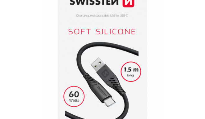 Swissten Soft Silicone Data Cable USB / USB-C / 1.5m / 60w