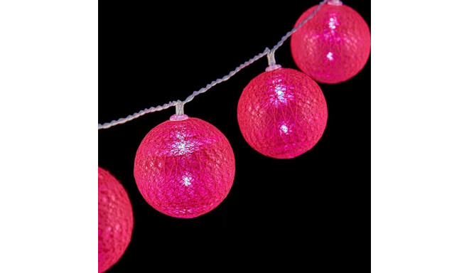 Wreath of LED Balls Ø 6 cm Dark pink 2 m