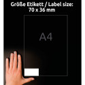 Sticker label AVERY ZWECKFORM 70x36mm on 24 sheets, 100 sheets (3475)