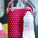 BUILT Bottle Buddy Two Bottle Tote with holder (Baby Pink Mini Dots)