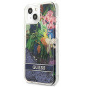 Guess kaitseümbris Liquid Glitter Flower Cover iPhone 13 mini, sinine