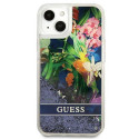 Guess kaitseümbris Liquid Glitter Flower Cover iPhone 13 mini, sinine