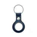 Crong Leather Case with Key Ring - Leather protective case key ring for Apple AirTag (Navy Blue)