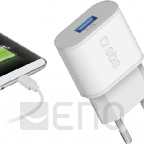 SBS Reiselader 10W USB-A 2,1A weiß
