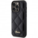 Guess case for iPhone 15 Pro 6,1" GUHCP15LPSQSQSK black HC PU Quilted Metal Logo