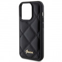 Guess case for iPhone 15 Pro 6,1" GUHCP15LPSQSQSK black HC PU Quilted Metal Logo