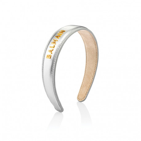 BALMAIN HAIR nahast hõbedane peavõru L / Leather Headband Silver, L