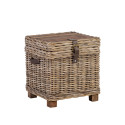 Trunk-side table EGROS 42x42xH43cm table top: recycled wood, wooden frame with natural rattan weavin