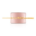 BALMAIN HAIR juukseklamber napa nahast roosa kuldne / Pastel Pink Embossed Hair Barrette Golden logo