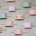 BALMAIN HAIR juukseklamber napa nahast roosa kuldne / Pastel Pink Embossed Hair Barrette Golden logo